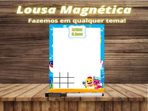 Lousa Magnética + Jogo da Velha Baby Shark com Embalagem