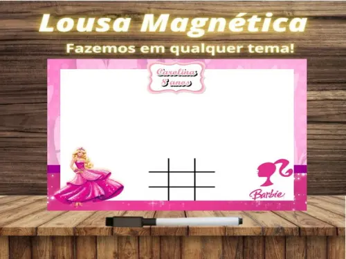 Lousa Magnética + Jogo da Velha Barbie com Embalagem