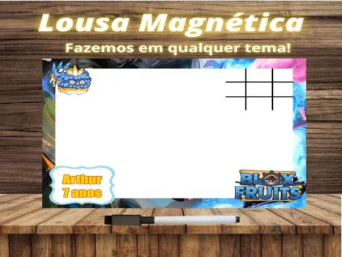 Lousa Magnética + Jogo da Velha Blox Fruits com Embalagem