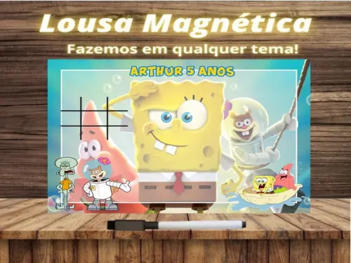 Lousa Magnética + Jogo da Velha Bob Esponja com Embalagem
