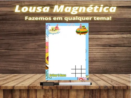 Lousa Magnética + Jogo da Velha Bob Esponja com Embalagem
