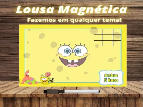 Lousa Magnética + Jogo da Velha Bob Esponja com Embalagem