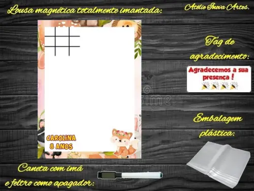 Lousa Magnética + Jogo da Velha Bosque Encantado c Embalagem