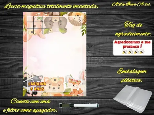 Lousa Magnética + Jogo da Velha Bosque Encantado c Embalagem