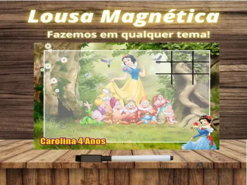 Lousa Magnética + Jogo da Velha Branca de Neve com Embalagem