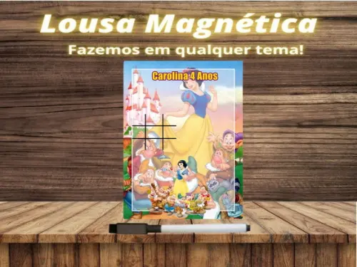 Lousa Magnética + Jogo da Velha Branca de Neve com Embalagem