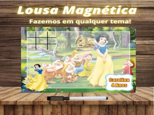 Lousa Magnética + Jogo da Velha Branca de Neve com Embalagem