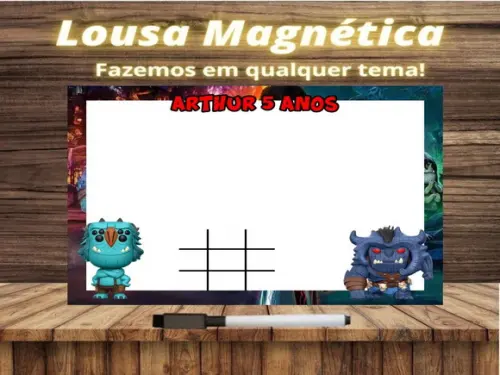 Lousa Magnética + Jogo da Velha Caçadores de Trolls com Emb.