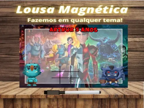 Lousa Magnética + Jogo da Velha Caçadores de Trolls com Emb.