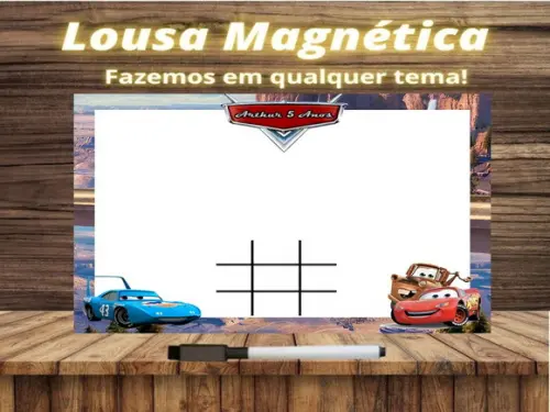 Lousa Magnética + Jogo da Velha Carros com Embalagem