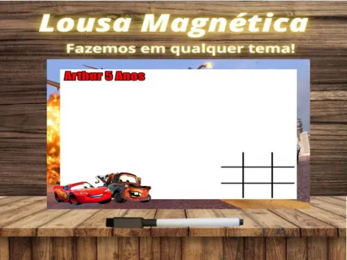 Lousa Magnética + Jogo da Velha Carros com Embalagem