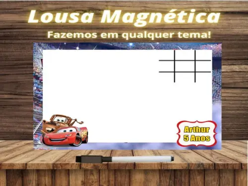 Lousa Magnética + Jogo da Velha Carros com Embalagem