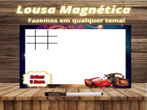 Lousa Magnética + Jogo da Velha Carros com Embalagem
