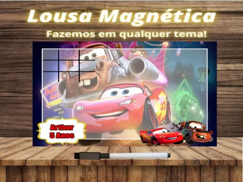 Lousa Magnética + Jogo da Velha Carros com Embalagem
