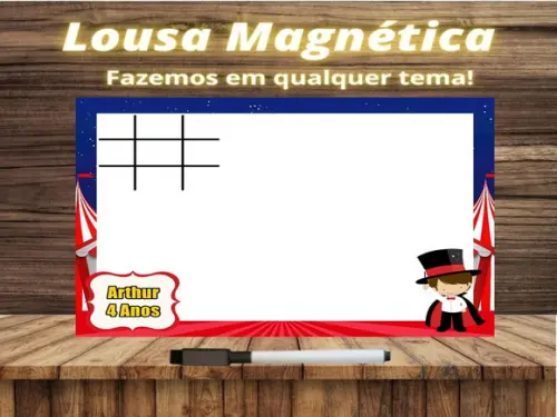 Lousa Magnética + Jogo da Velha Circo com Embalagem