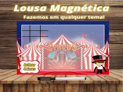 Lousa Magnética + Jogo da Velha Circo com Embalagem