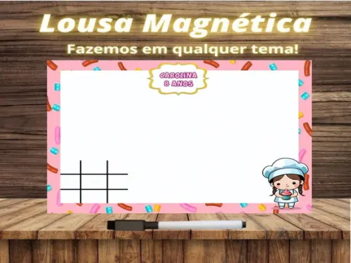Lousa Magnética + Jogo da Velha Confeitaria com Embalagem
