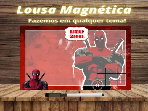 Lousa Magnética + Jogo da Velha Deadpool com Embalagem