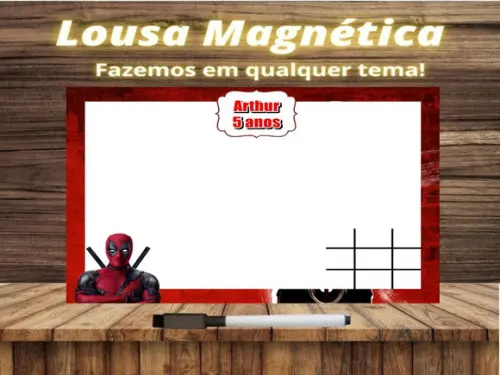 Lousa Magnética + Jogo da Velha Deadpool com Embalagem