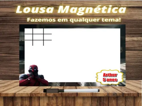 Lousa Magnética + Jogo da Velha Deadpool com Embalagem