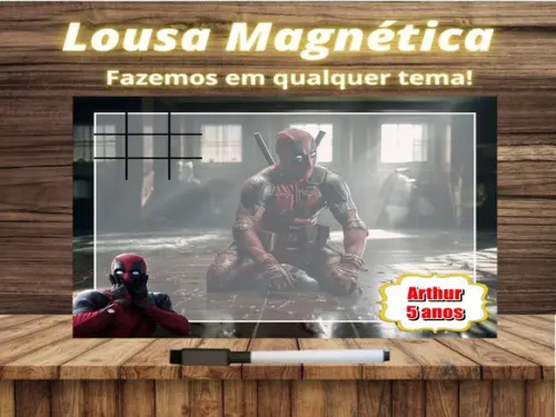 Lousa Magnética + Jogo da Velha Deadpool com Embalagem