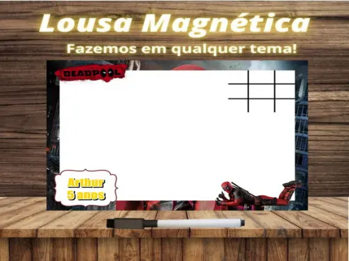 Lousa Magnética + Jogo da Velha Deadpool com Embalagem