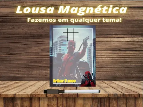 Lousa Magnética + Jogo da Velha Deadpool com Embalagem