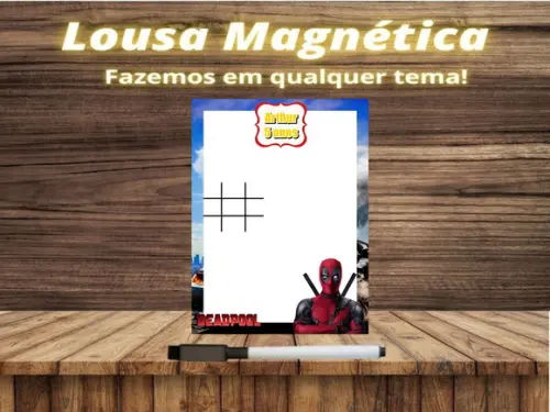 Lousa Magnética + Jogo da Velha Deadpool com Embalagem