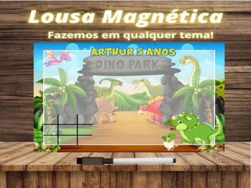 Lousa Magnética + Jogo da Velha Dinossauro com Embalagem
