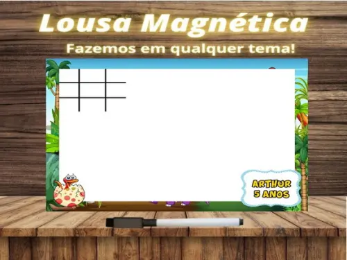 Lousa Magnética + Jogo da Velha Dinossauro com Embalagem