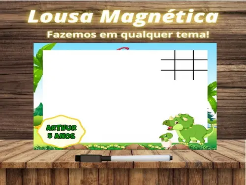 Lousa Magnética + Jogo da Velha Dinossauro com Embalagem