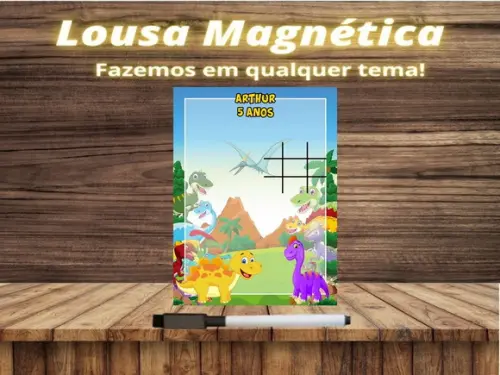 Lousa Magnética + Jogo da Velha Dinossauro com Embalagem