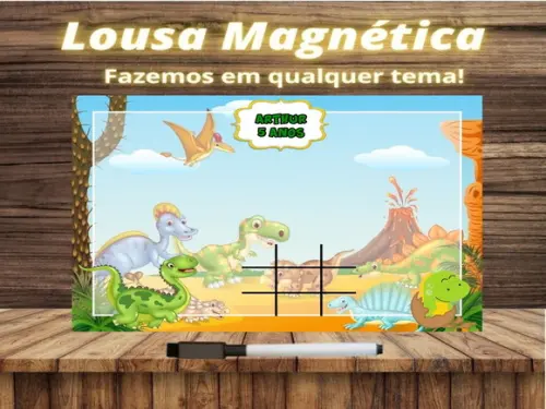 Lousa Magnética + Jogo da Velha Dinossauro com Embalagem
