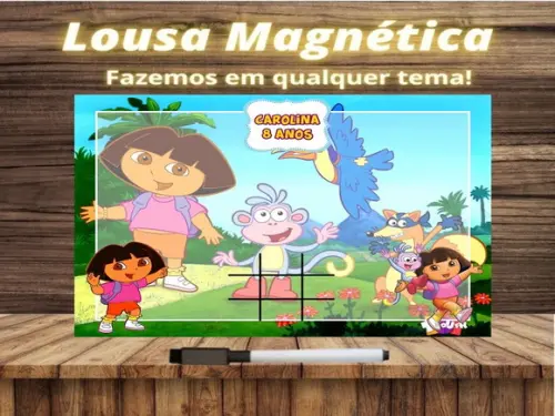 Lousa Magnética + Jogo da Velha Dora Aventureira c Embalagem