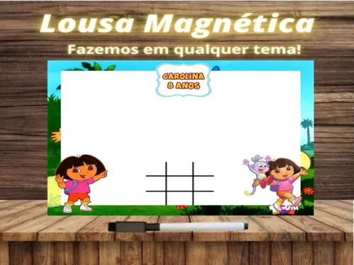 Lousa Magnética + Jogo da Velha Dora Aventureira c Embalagem