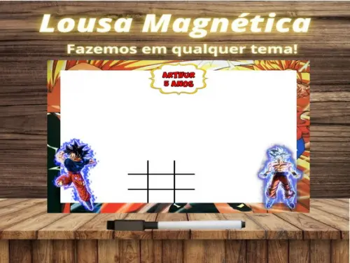 Lousa Magnética + Jogo da Velha Dragon Ball Z com Embalagem
