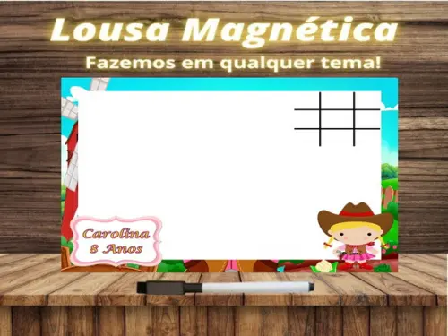 Lousa Magnética + Jogo da Velha Fazendinha com Embalagem