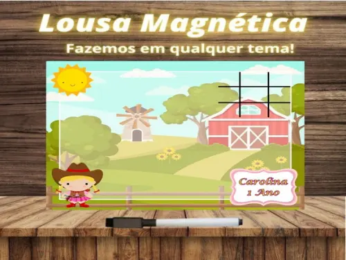 Lousa Magnética + Jogo da Velha Fazendinha com Embalagem