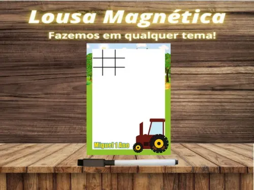 Lousa Magnética + Jogo da Velha Fazendinha com Embalagem