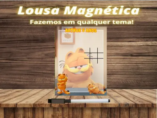 Lousa Magnética + Jogo da Velha Garfield com Embalagem