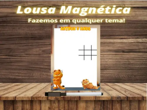 Lousa Magnética + Jogo da Velha Garfield com Embalagem