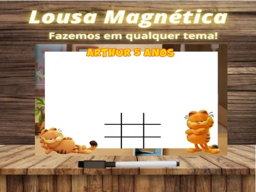 Lousa Magnética + Jogo da Velha Garfield com Embalagem