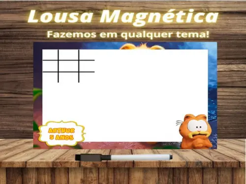 Lousa Magnética + Jogo da Velha Garfield com Embalagem