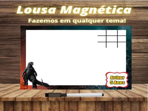 Lousa Magnética + Jogo da Velha Godzilla com Embalagem