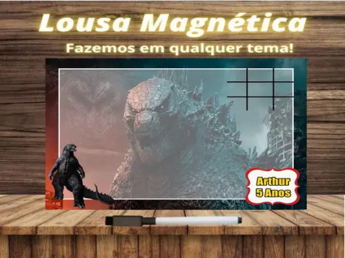 Lousa Magnética + Jogo da Velha Godzilla com Embalagem