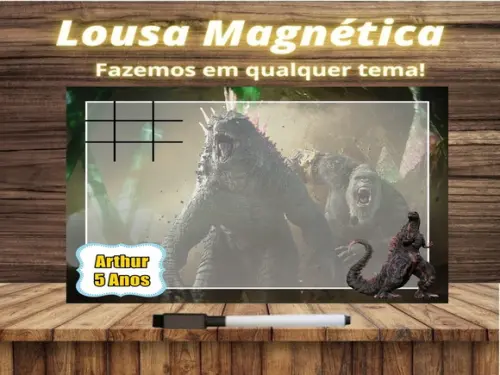 Lousa Magnética + Jogo da Velha Godzilla com Embalagem