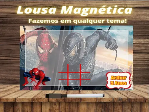 Lousa Magnética + Jogo da Velha Homem Aranha com Embalagem