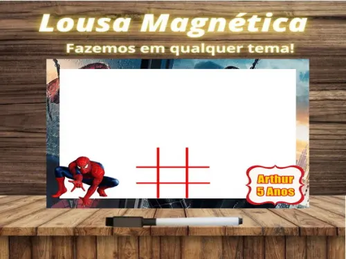 Lousa Magnética + Jogo da Velha Homem Aranha com Embalagem