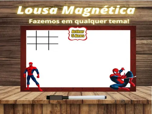 Lousa Magnética + Jogo da Velha Homem Aranha com Embalagem