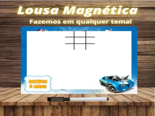 Lousa Magnética + Jogo da Velha Hot Wheels com Embalagem